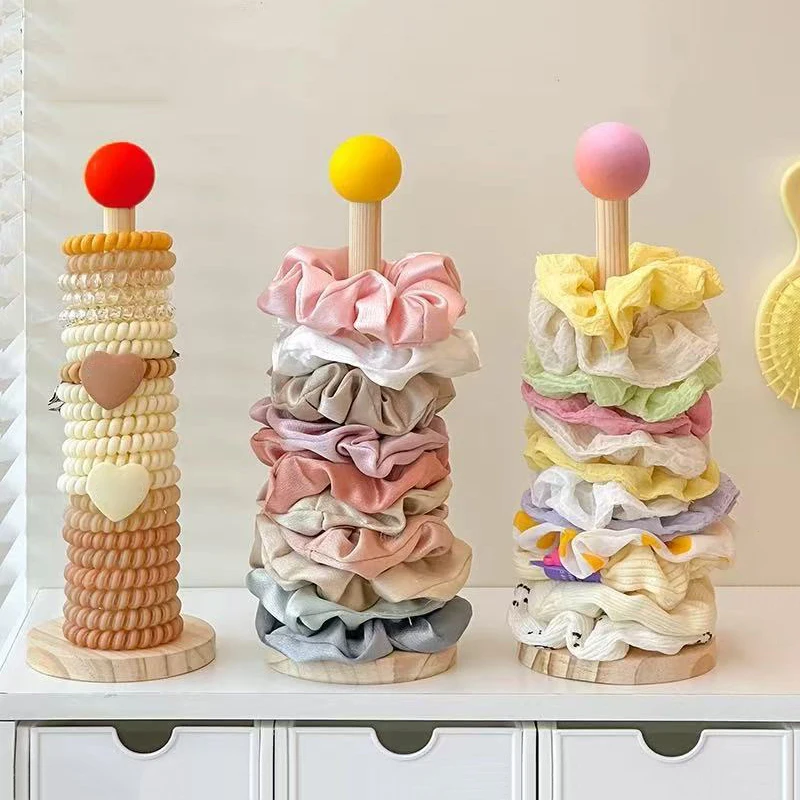 Wooden Hair Band Holder Children Rubber Band Hair Rope Bracelet Storage Rack Display Shelf For Watches Bracelets Scrunchies