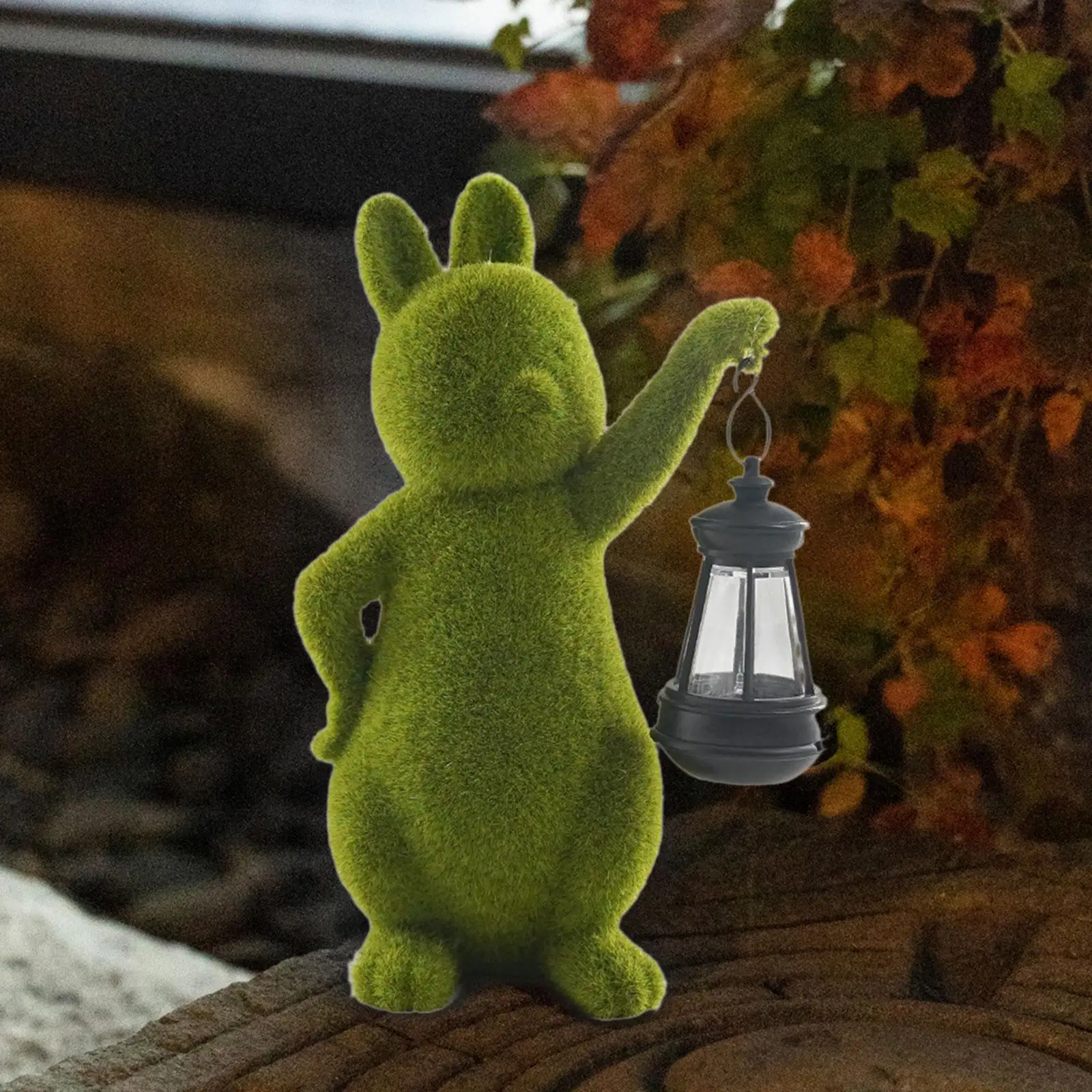 Garden Bunny Statue with Solar Lantern Outdoor Decoration for Lawn Courtyard