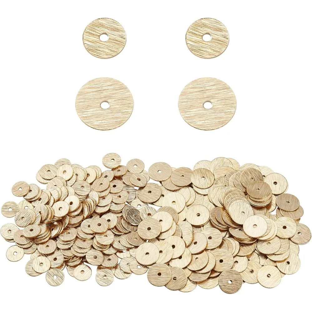 400Pcs 6mm 8mm Brass Heishi Beads Flat Round Spacer Beads Metal Disc Loose Beads for Jewelry Making DIY CraftHole:1.2mm kit