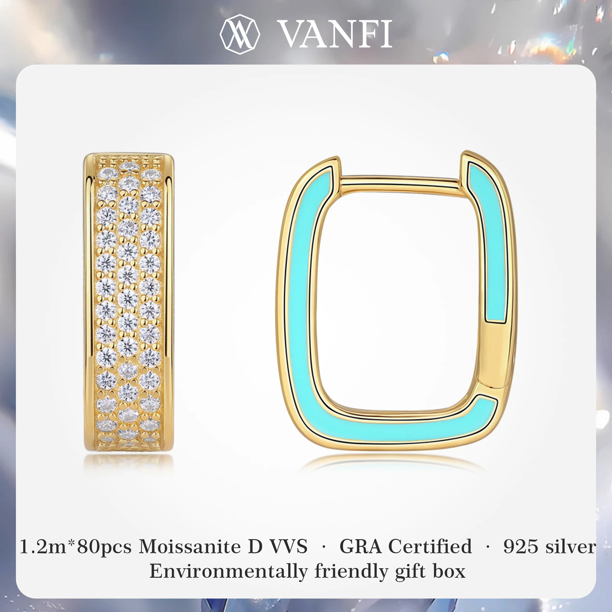 

Женские серьги Kfvanfi Moissanite из стерлингового серебра 925 пробы с покрытием из 18-каратного золота, новинка 2025 года, модные банкетные женские ювелирные серьги