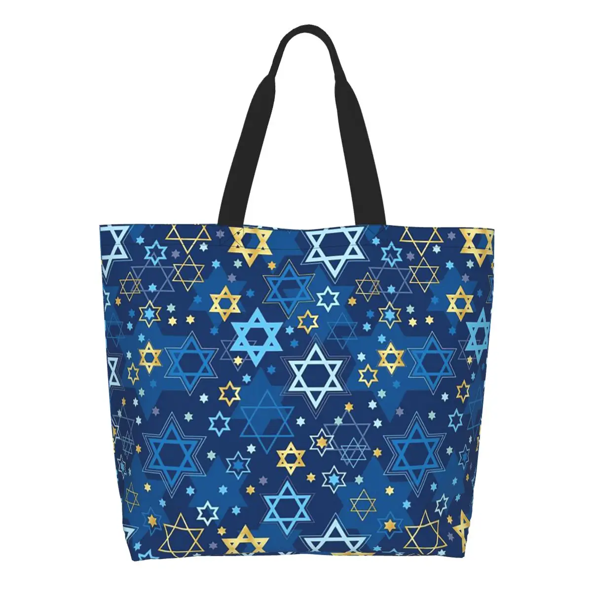 Bolso de compras con estampado de estrella de David, bolso de lona de gran capacidad, bolso de compras para mujer