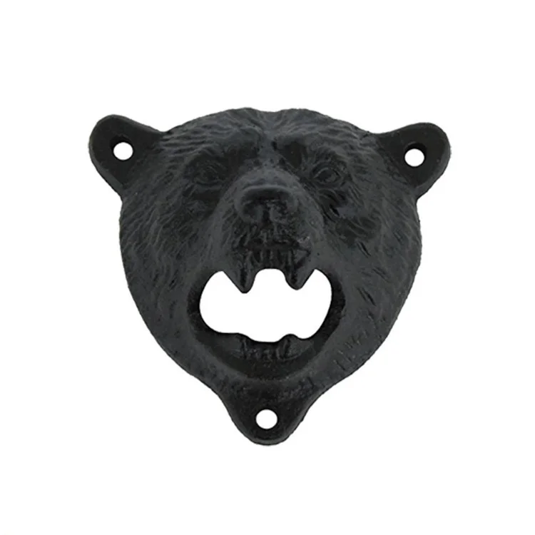 Creative Cast Iron Bear Head Bottle Opener Wall Beer Open Bottle Bar Restaurant Fixed Wall Opener