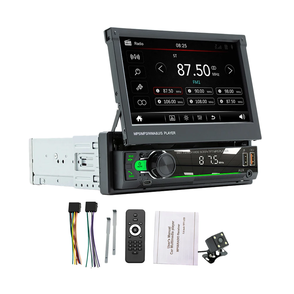 

1 комплект, 7-дюймовый многофункциональный автомобильный ручной телескопический экран высокой четкости, ручное радио, стереозвуковая лента, мультимедийный плеер Carplay