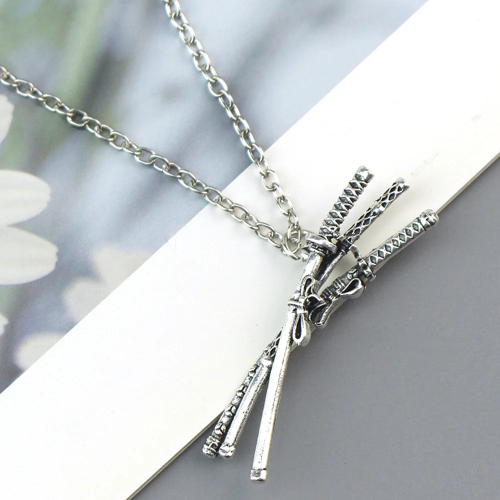 Party Favors Retro Japanese Anime Figure Roronoa Necklace Samurai Sword Pendant Necklace For Men