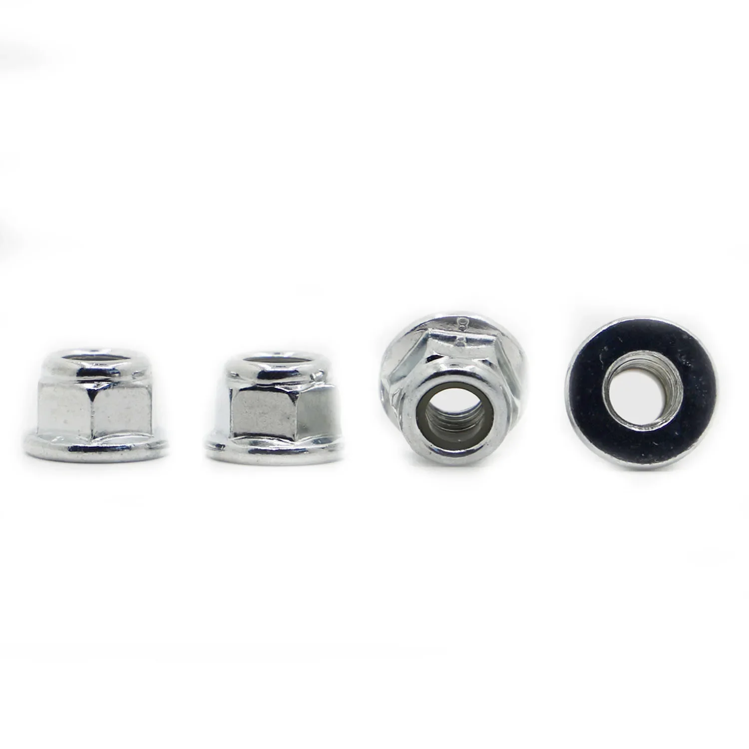 10pcs Carbon Steel White Zinc-plated Nylon Insert Hex Flange Self-locking Locking Nut Nylock Locknut M3 M4 M5 M6 M8