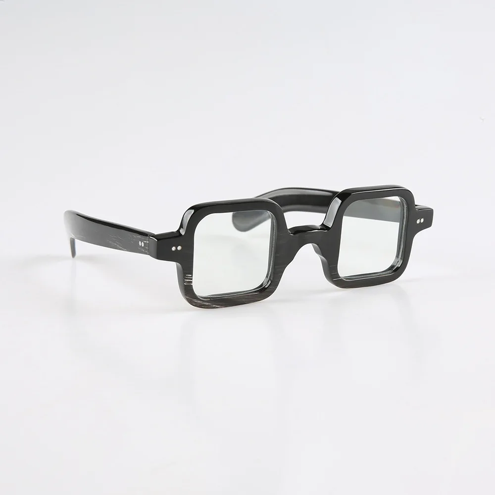 Man's Women Glasses Frames Square Stripes Vintage Handmade Buffalo Horn Prescription Optical Lenses With Recipe Eyeglass Frames