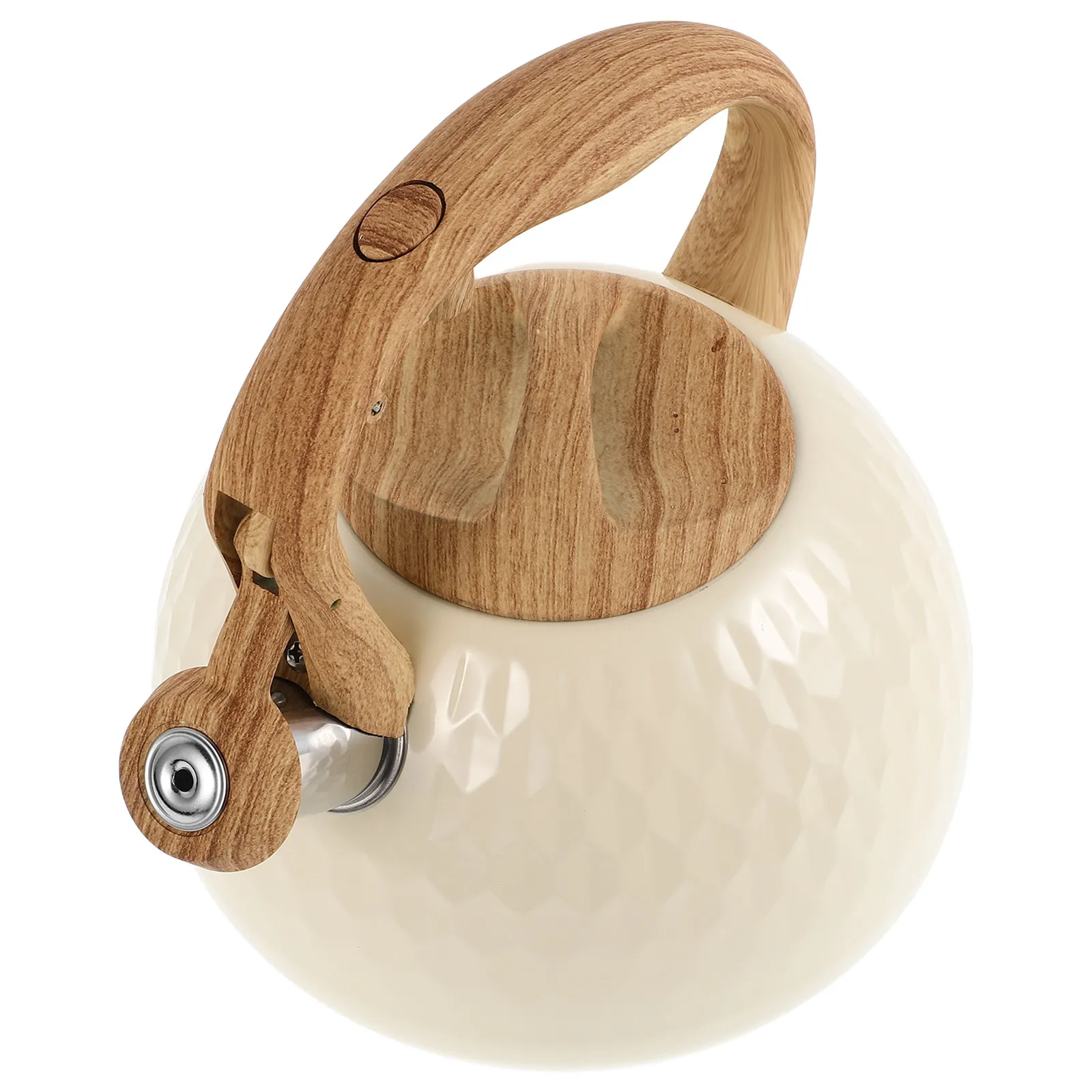 

Чайник-свисток 3 л, бежевый, с плоским дном, с ручкой, в винтажном стиле, из нержавеющей стали, для чая и кофе