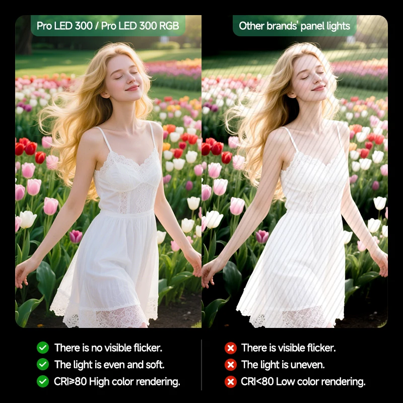 Miaotu RGB LED Video Light 2700K-6500K، إضاءة تصوير قابلة للتعتيم مع بطارية قابلة لإعادة الشحن، CRI95+ لـ YouTube/TikTok/Outdo