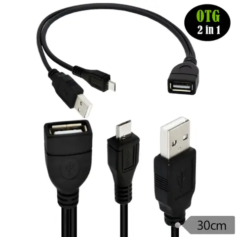 2-in-1 Micro USB to USB OTG Adapter (OTG Cable + TV's USB Power Cable) for Fire Stick, Playstation Classic and More