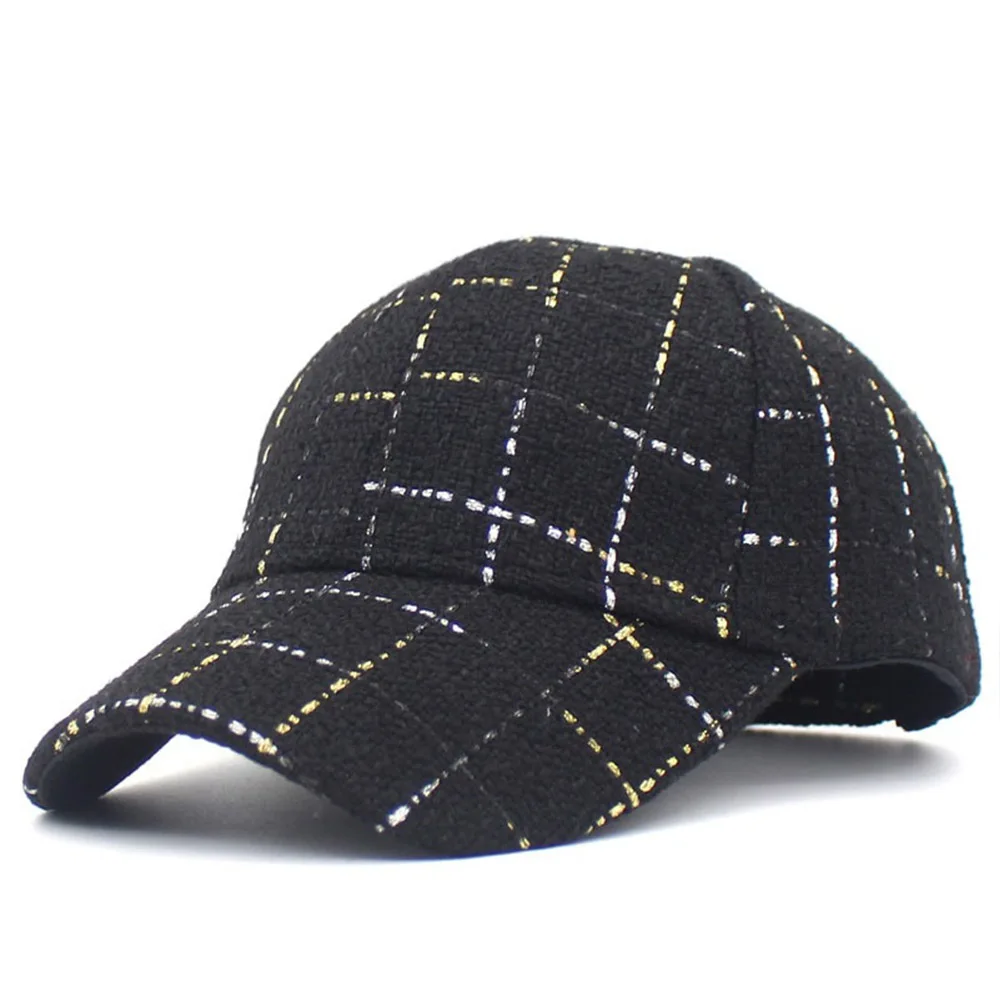 FS Black White Stylish Plaid Baseball Cap For Men Luxury Women Hats Summer Street Travel Sunshade Face Caps Snapback Hip Hop Hat