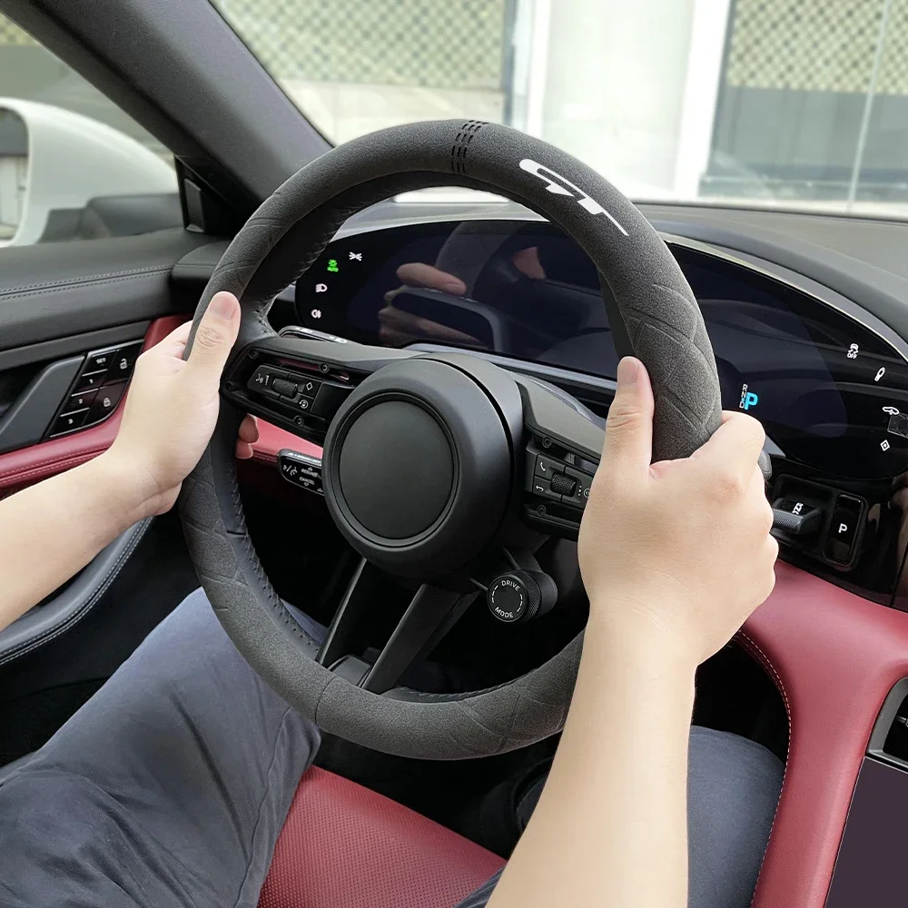 

Suede Car Steering Wheel Cover For Kia GT Line Elantra Sportage Rio Ev6 SELTOS Anti-Slip Steering Wheel Cover Auto Accessories