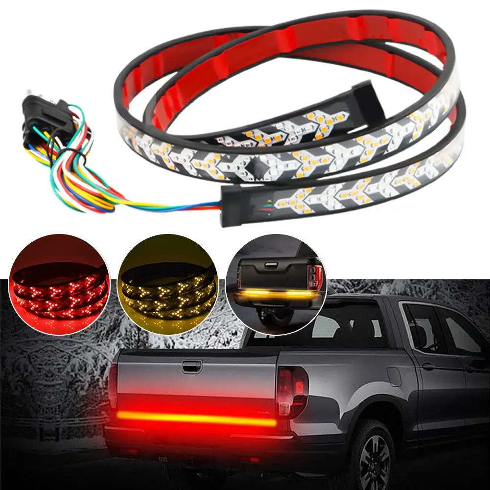 48/60 Inch Arrow LED Truck Tailgate Light 12V Red Brake Rear Light With Signal Strobe Taillight Warning Yellow Sequential T W7X9