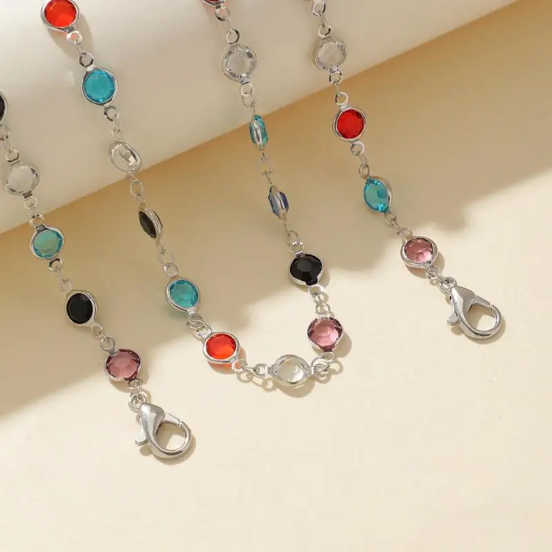 Modische Brillenkette mit Imitations-Strasssteinen für Damen, Gesichts-Accessoires, Sommer-Perlen-Brillenkette, Silikon-Schlaufen, Casual-Schmuck – Detail 8