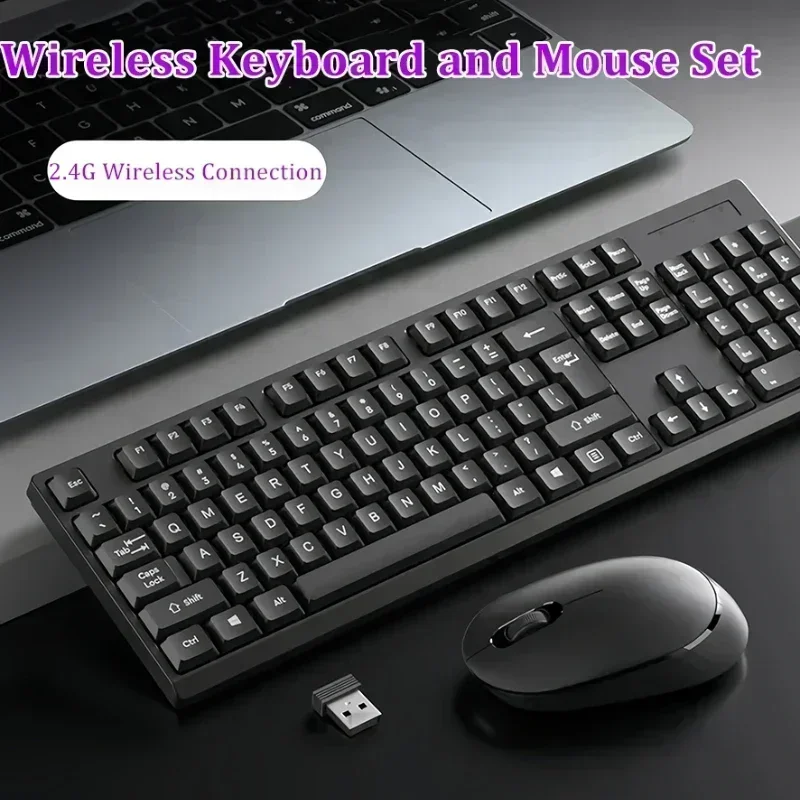 

Wireless Keyboard Mouse Set 104 Keys 2.4G Mini Gaming Mouse Kit Mute Keyboard for LaptopTablet PCAccessoriesSecond Rate Response