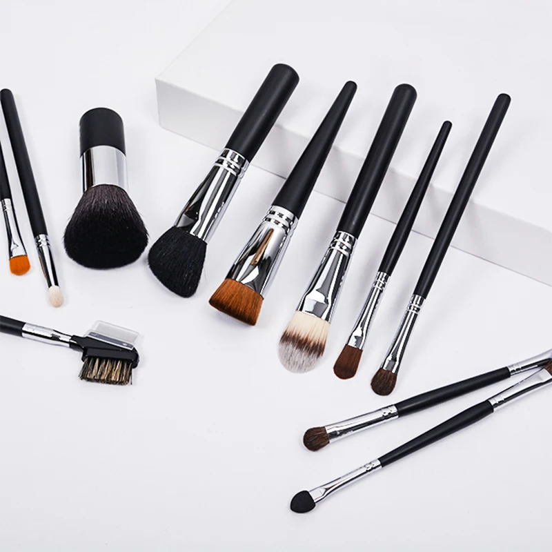 Black Makeup Brushes Set Professional Natural Goat Hair Brush Foundation Powder Contour Eyeshadow Makeup Brushes