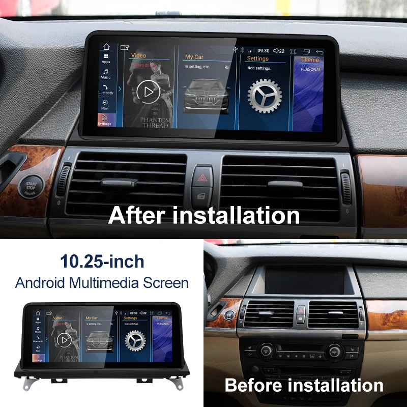 Android 13 10.25 inches Wireless AUTO CarPlay For BMW X5 E70 X6 E71 GPS Navigation Screen Car Multimedia Center System Bluetooth