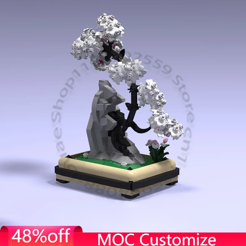 

Набор из 524 деталей: Модульный конструктор MOC «Черная сакура на камне» для пар, простой в сборке, технологичный, для детей, DIY игрушка, подарок на день рождения