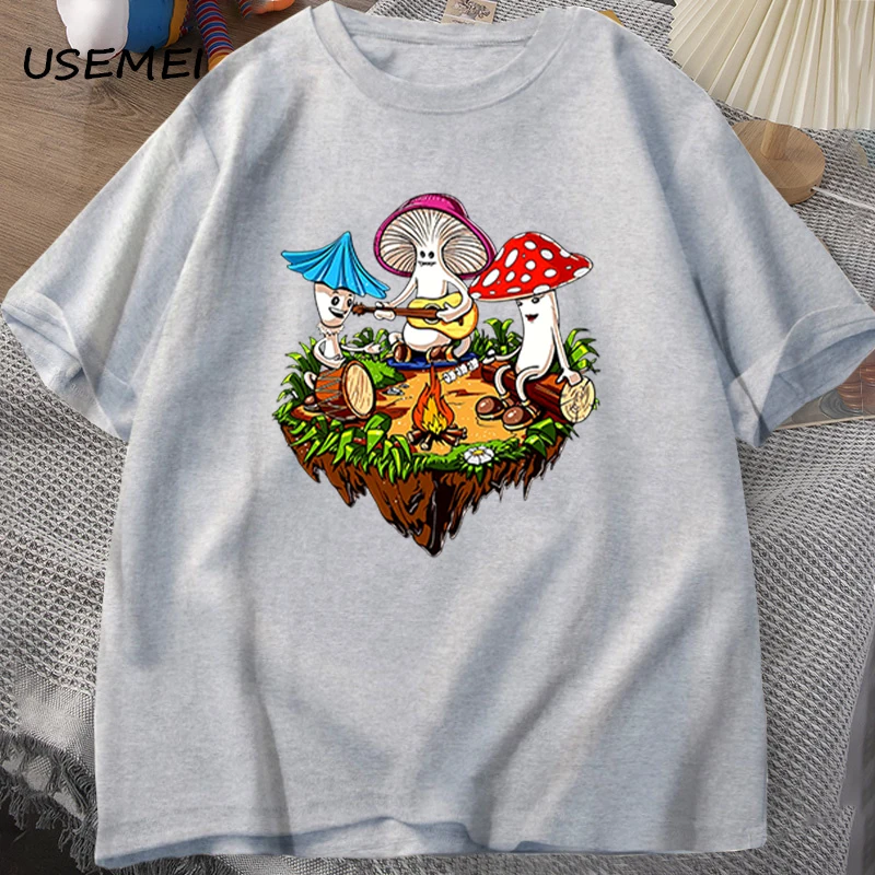 Hippie Magic Mushroom Tshirt Funny Graphic T Shirts Streetwear 90s Men\'s T-shirts Man Hippie Cotton Tee Shirt T-shirt Male