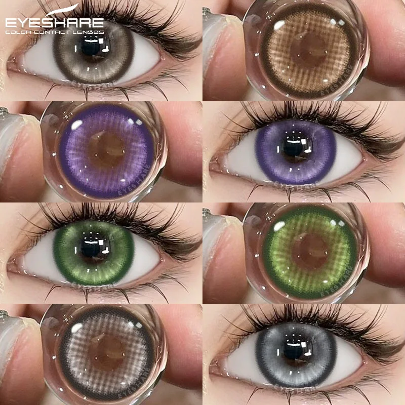EYESHARE 2 Stück bunte Cosplay-Kontaktlinsen für Augen, farbig, modisch, rosa Kontaktlinsen, lila, kosmetische Schüler, jährliche rote Linse
