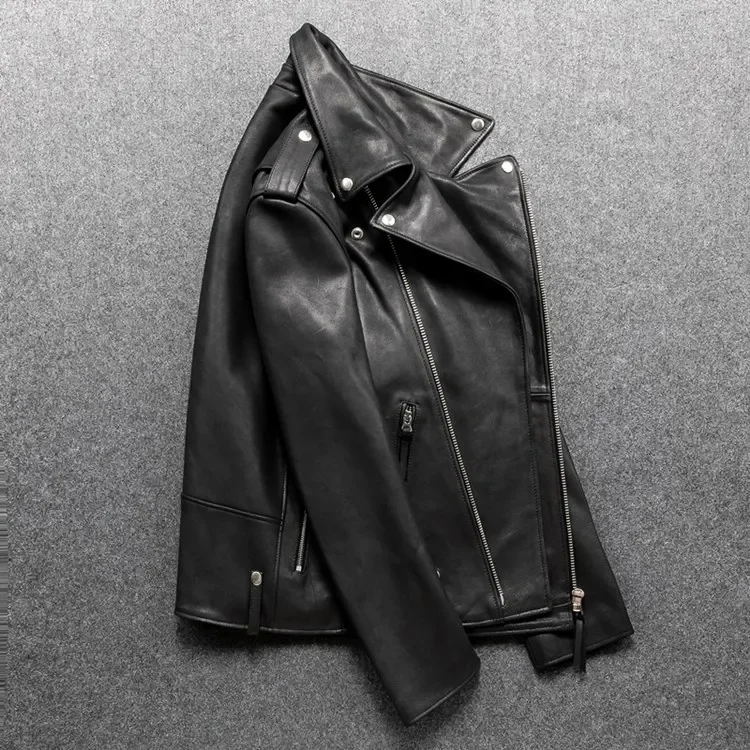 LNY Shop Best.Classic J24 men road biker leather jacket.quality rider cowhide outwear.black quality genuine leather clothes