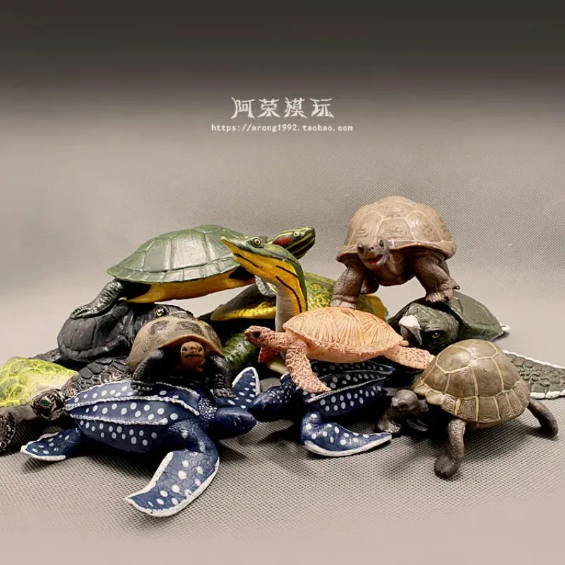 Leatherback Red-eared Turtle Land Tortoise Oceans Miniatures Sea Animal Model World Aquarium Decor Action Figures Figurines Toys