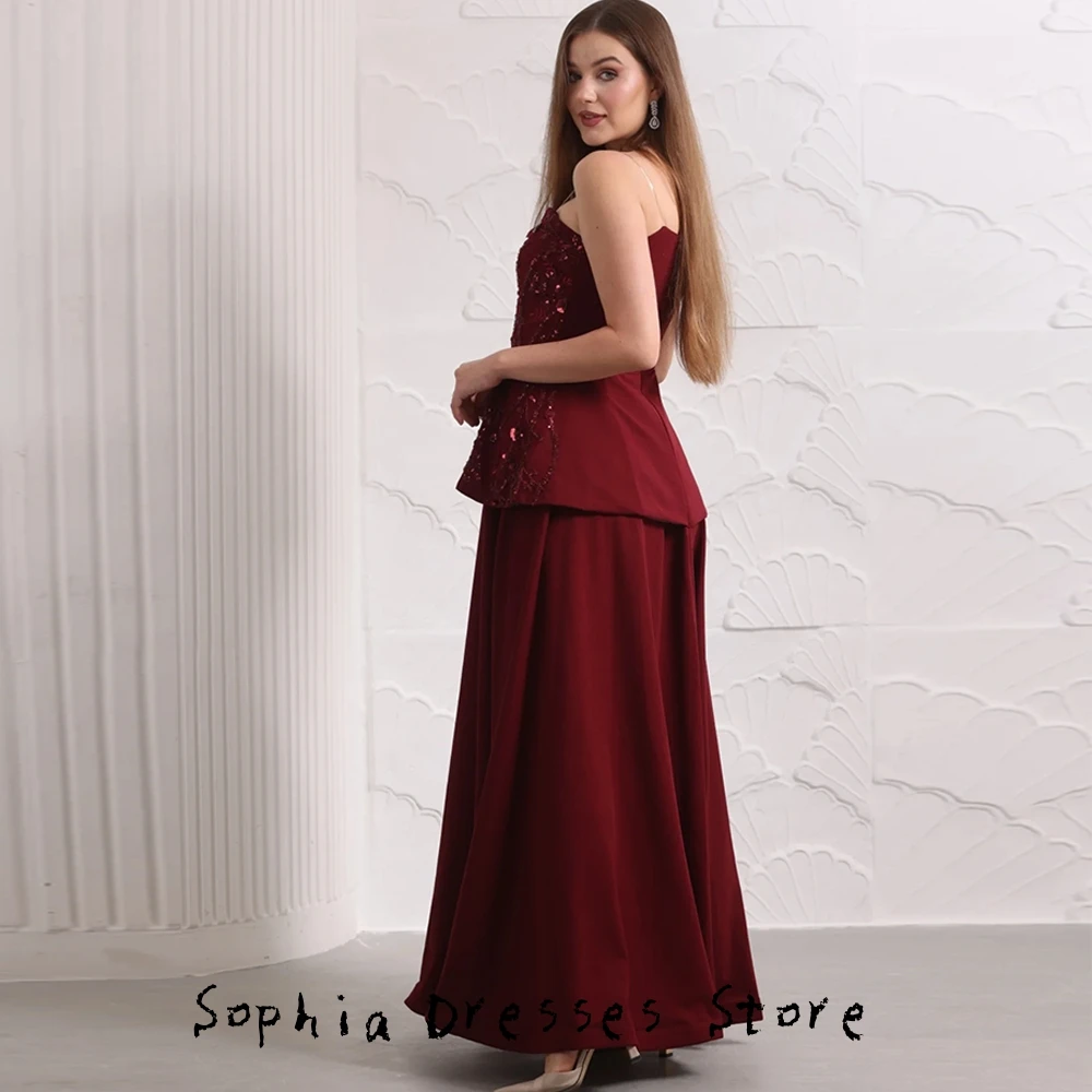 Hoge kwaliteit A-lijn bordeaux jersey strapless avondjurk op maat gemaakte gelegenheidsjurken eenvoudige mouwloze Saoedi-galajurk