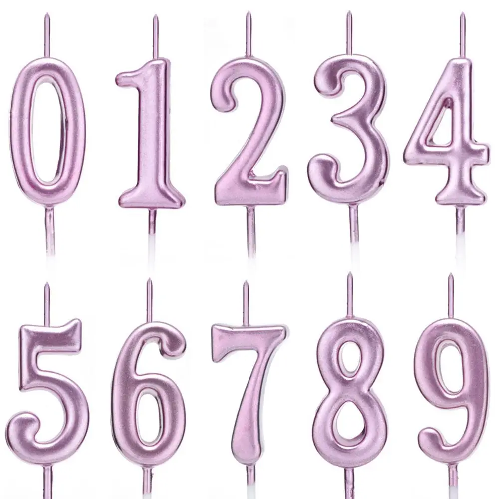 1 PC Sliver Ornaments Party Supplies Cake Topper Cupcake Decor Happy Birthday Number Candles