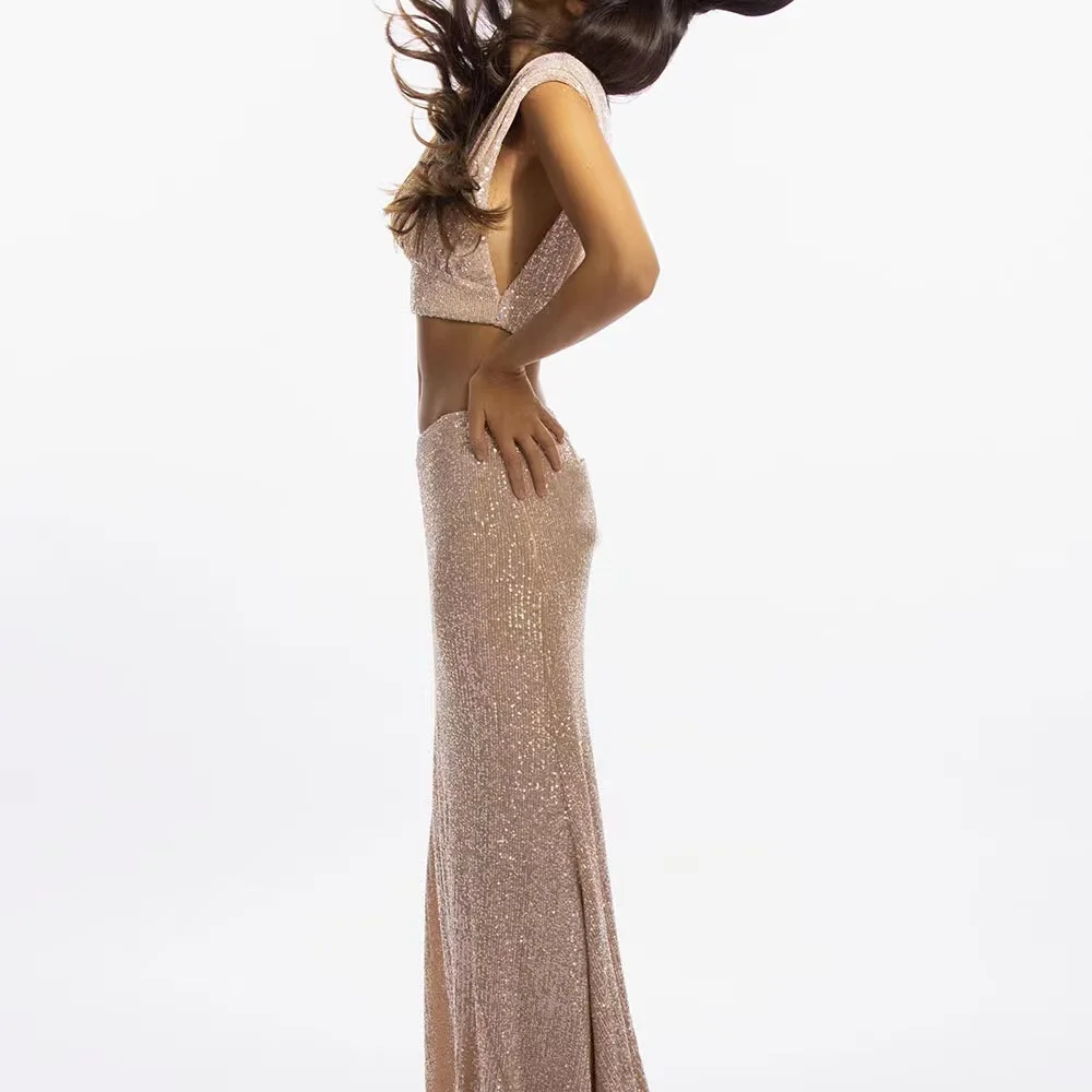 Feng Liang Pi ort Sve – ensemble haut et jupe à paillettes, coupe cintrée, jupe longueur f pour femmes, été 2023