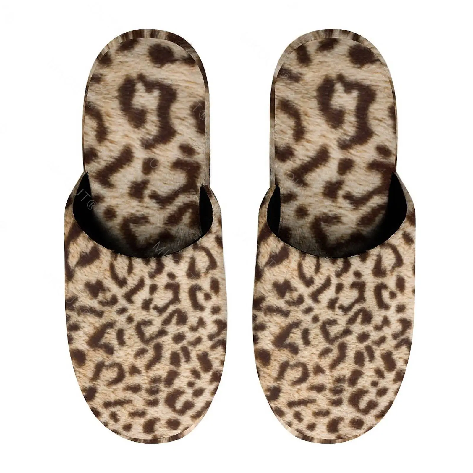 Leopard Print (6) Warm Cotton Slippers For  Men Women Thick Soft Soled Non-Slip Fluffy Shoes  Indoor House Slippers Hotel