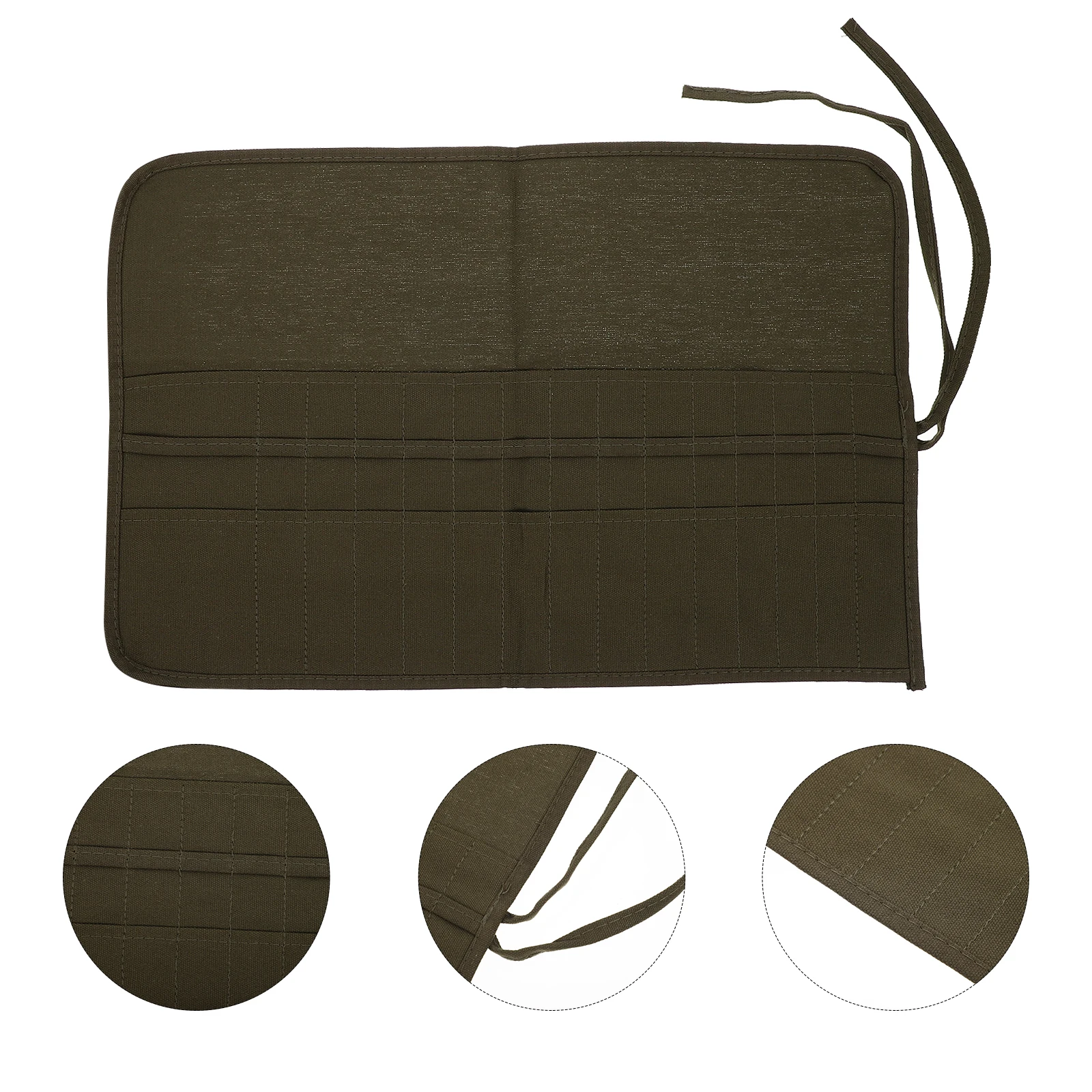 Pencil Case Storage Bag Canvas Pouch Paint Brushes Roll-up Pockets Holder Artist Large