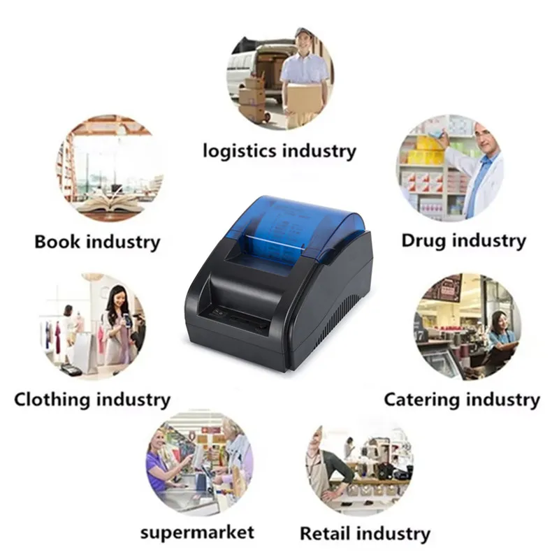 Impressora térmica de recibos usb bluetooth 58mm compatível com conjunto de comandos de impressão esc/pos restaurante varejo impressora de contas de 2 polegadas