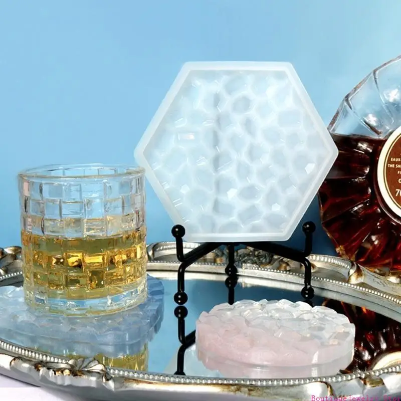 E1PE 1/6X Silicone Moulds For Coaster Making Diamonds Pattern Resin Cup Mat Mould