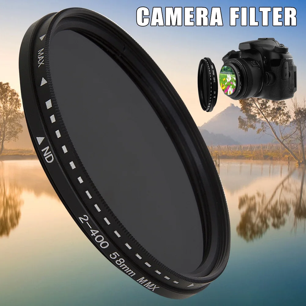 Filtro de cámara Digital SLR atenuador atenuador filtro ND Variable ajustar ND2 a ND400 densidad neutra para lente de cámara 37-82mm