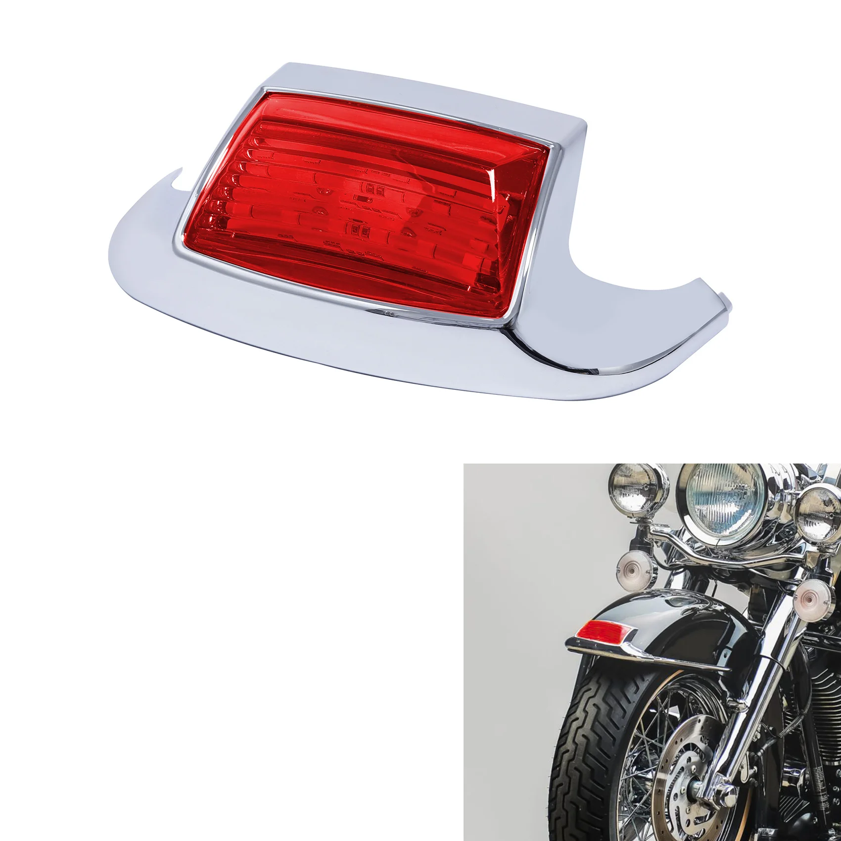 Motorcycle Motorbike Front Fender Tip Light Smoke Orange Red Lens For Harley Ultra Classic Electra FLSTC Heritage Softail Glide