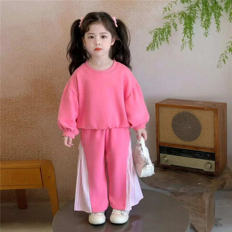 Girls Bow Knot Sets Spring Kids Casual Long Sleeve Suits Autumn Baby Sweatshirt+Pants 2Pcs Children's Clothing Outfits 2-8 Years