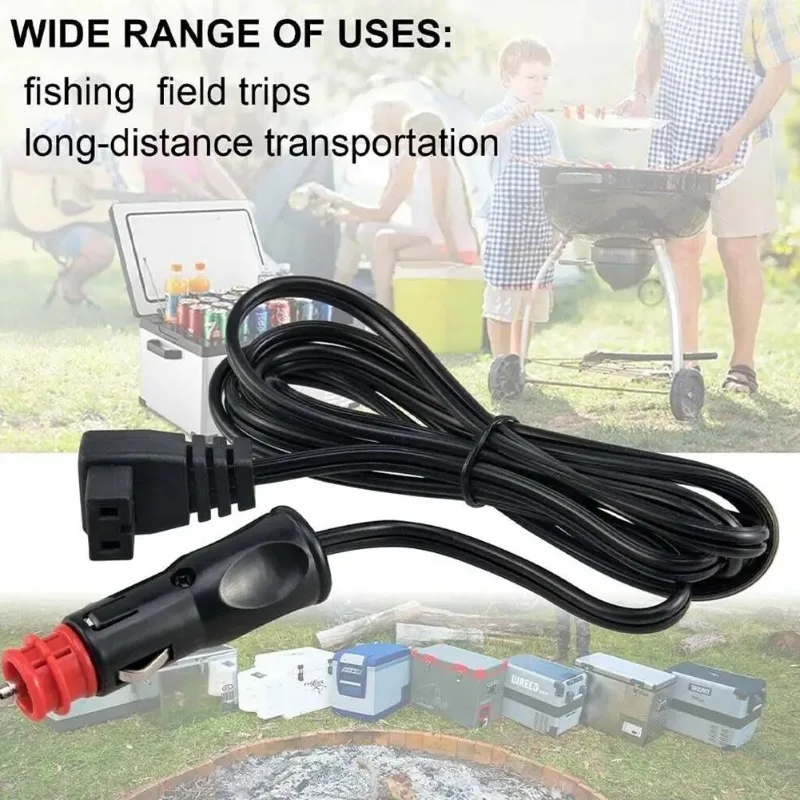 12V DC Power Cable Line Cord Cigarette Lighter Plug Fit For Car Refrigerator Fridge Freezer Waeco CF25 CF35 CF40 CF50 Black 2M