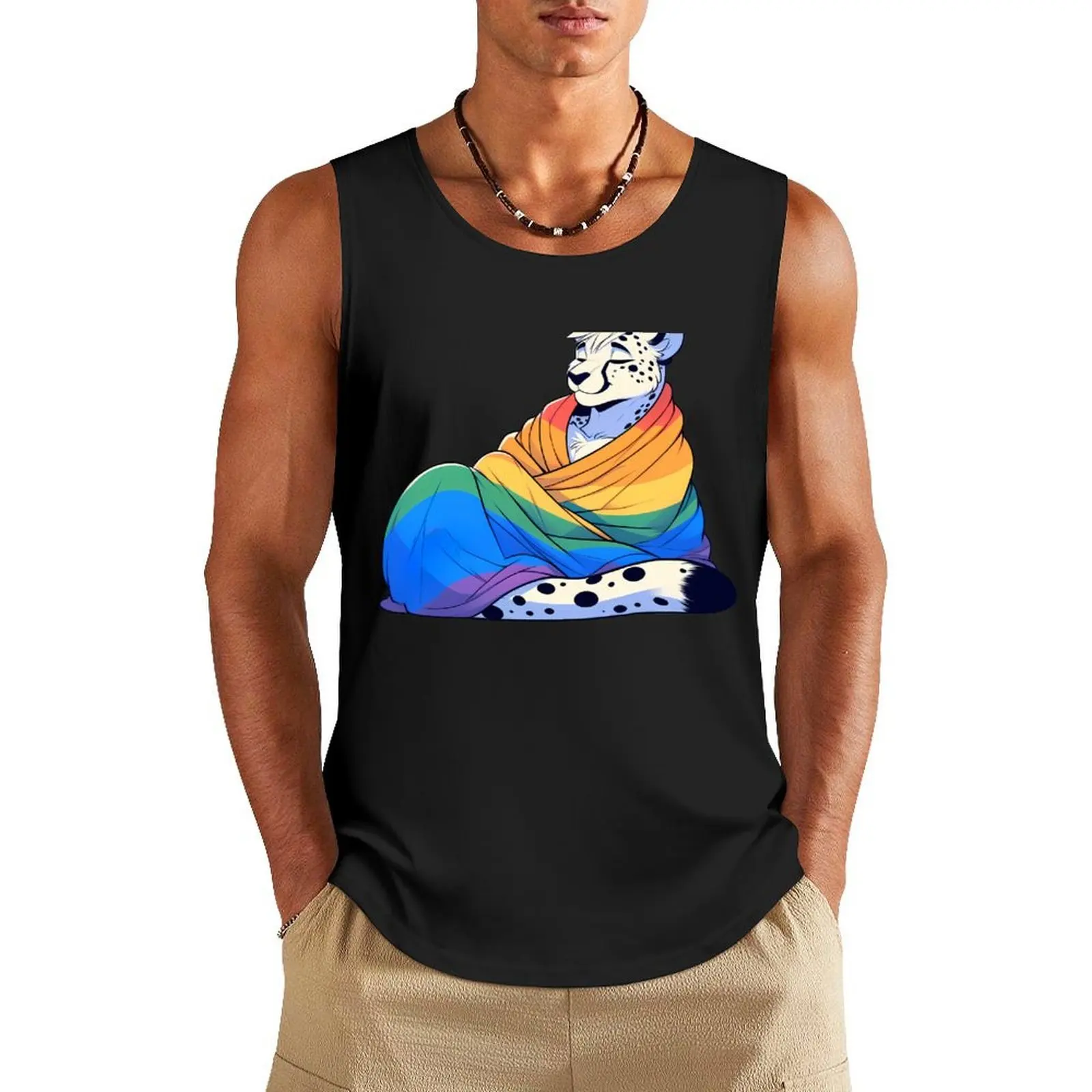 

Comfy Womfy Furry Pride Cheetah LGBTQ Rainbow Tank Top summer sleeveless shirt man summer Men's tops Male clothes