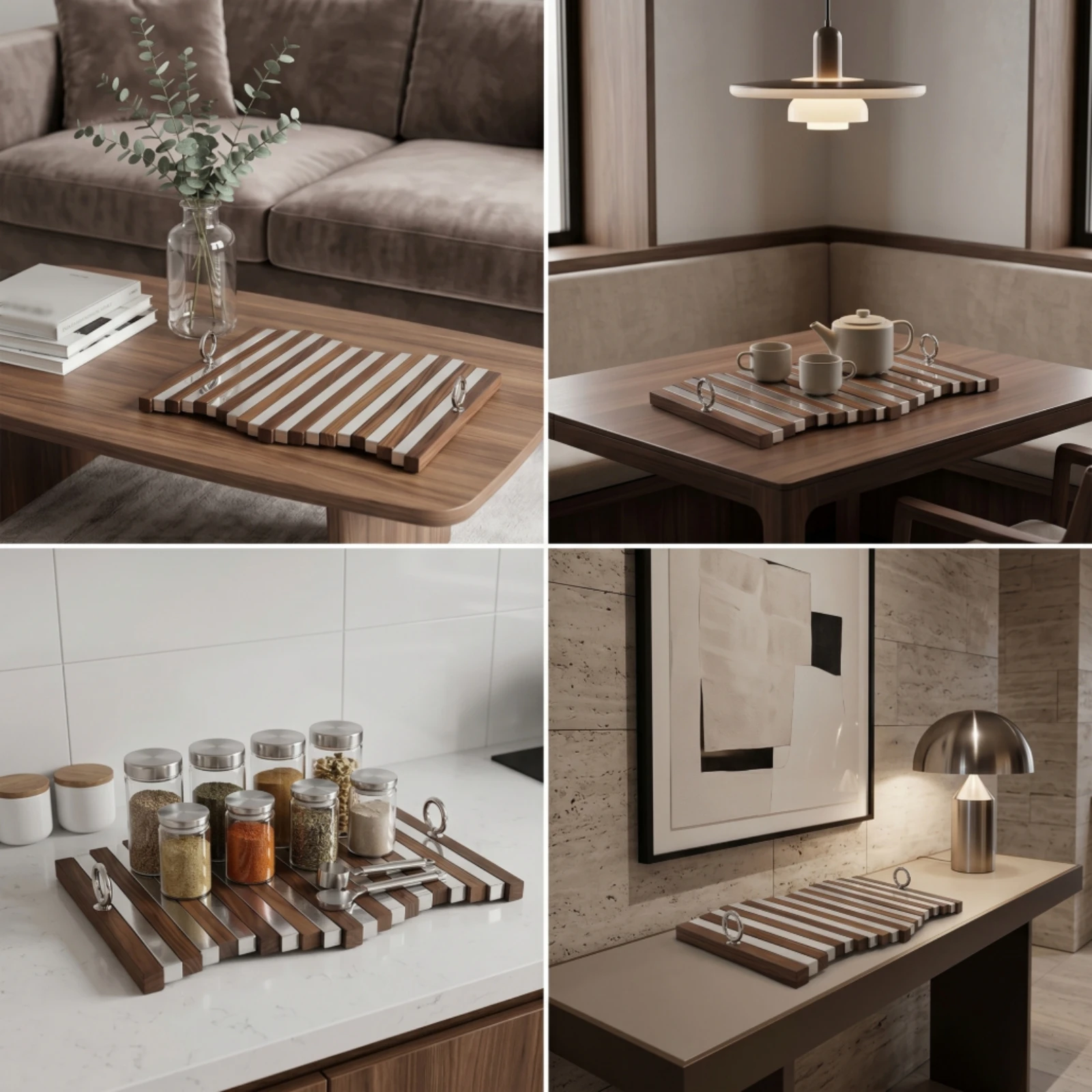 Serving Tray with Handles Rectangular Tray with Handles Slimline Long-Lasting for Living Room