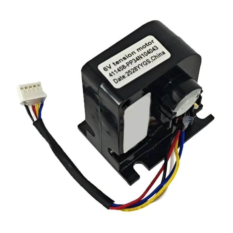 462D Pull Cable Resistance Motor 6V for Fitness Equipment with 411458 Label, ABS Housing, Wire End, and Tension Control