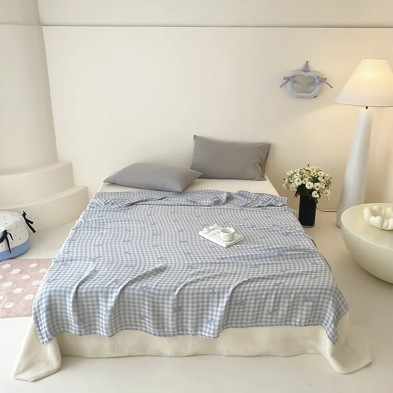 

2025 new color-woven jacquard tencel cotton cold blanket summer cool silky smooth towel blanket air-conditioning room blanket