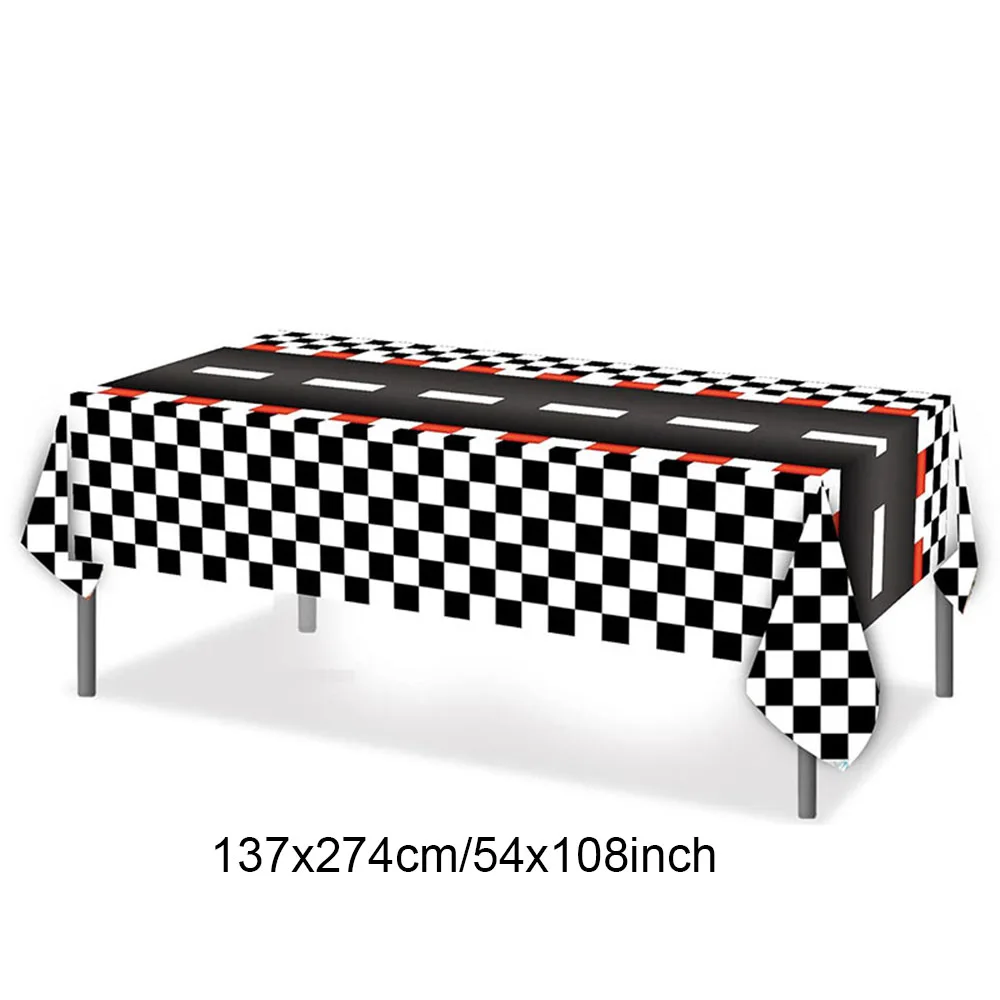 1/2/3pack Racing Car Plastic Tablecloth Black and White Checkered Flag Table Cover Racetrack Tablecloth Racing Party Decorations