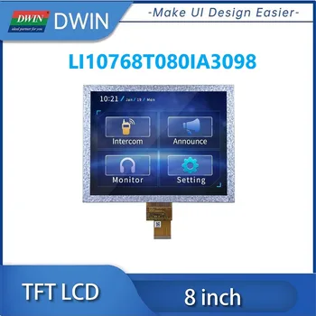 DWIN 1024*768 pixels 8 inch IPS TFT LCD 300 Nit LVDS interface HX8282-A11DPD300 driver IC industrial grade LI10768T080IA3098