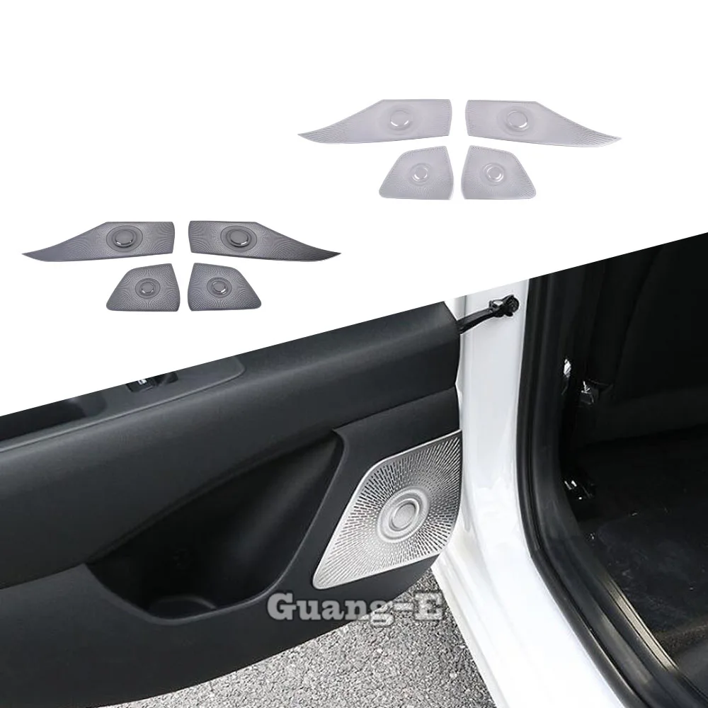 For Hyundai Elantra Avante 2020 2021 2022 2023 Car Door Stick Stainless Steel Audio Speak Sound Cover Ring Circle Lamp Trim 4Pcs