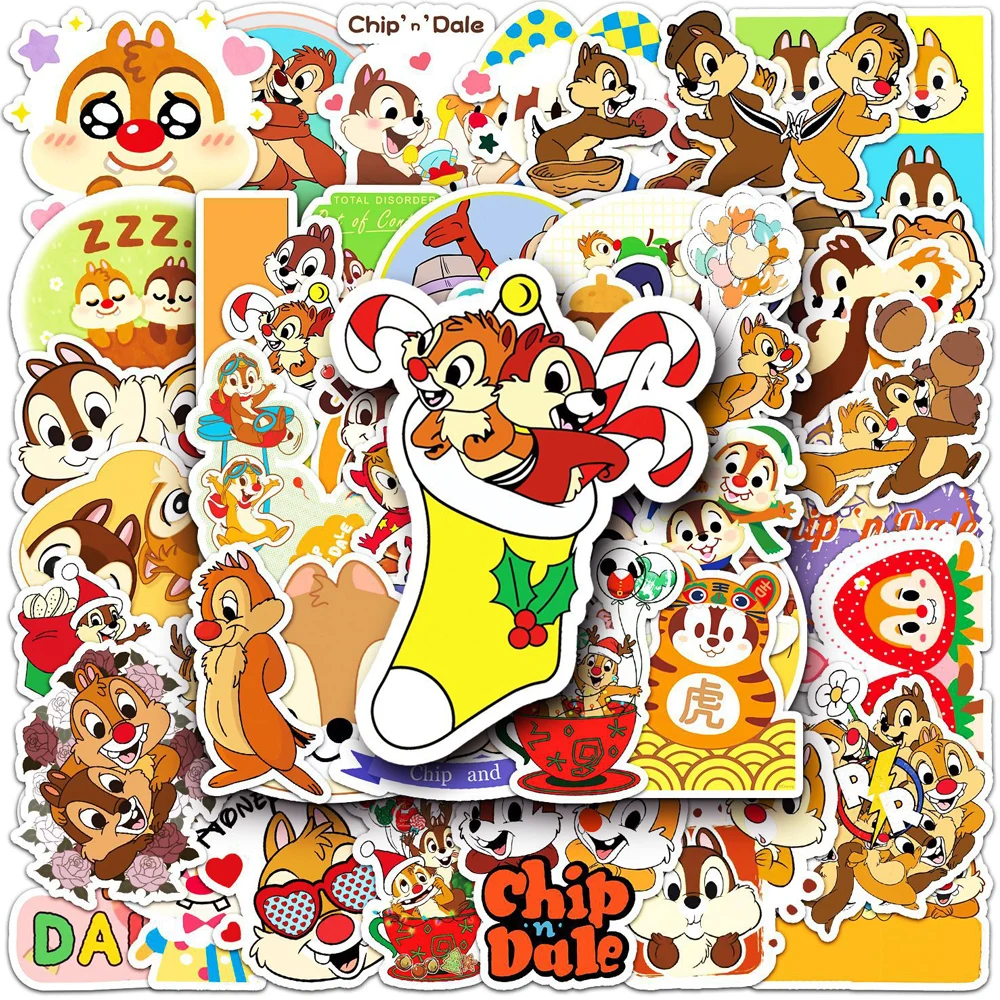 10/30/50pcs Disney Chip \'n\' Dale Cute Stickers Decal Waterproof Laptop Skateboard Helmet Phone Notebook Kid Cartoon Sticker Toy