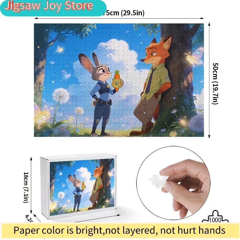 

Пазл-головоломка Disney Zootopia (1000 деталей) с Джуди Хоппс и Ником Уэлдом, высокая сложность, для взрослых, на день рождения, подарок