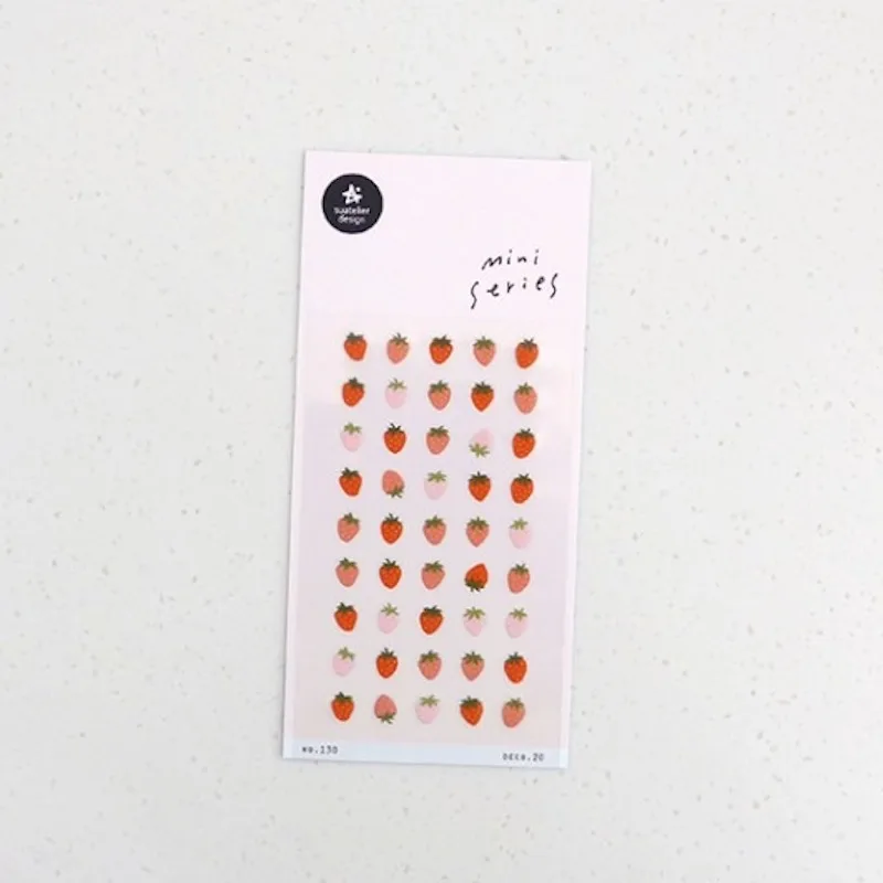 Suatelier Deco.20 Mini Strawberry Sticker Cute Scrapbooking Material Nail DIY Decor Cuttings Stickers Junk Journaling Supplies