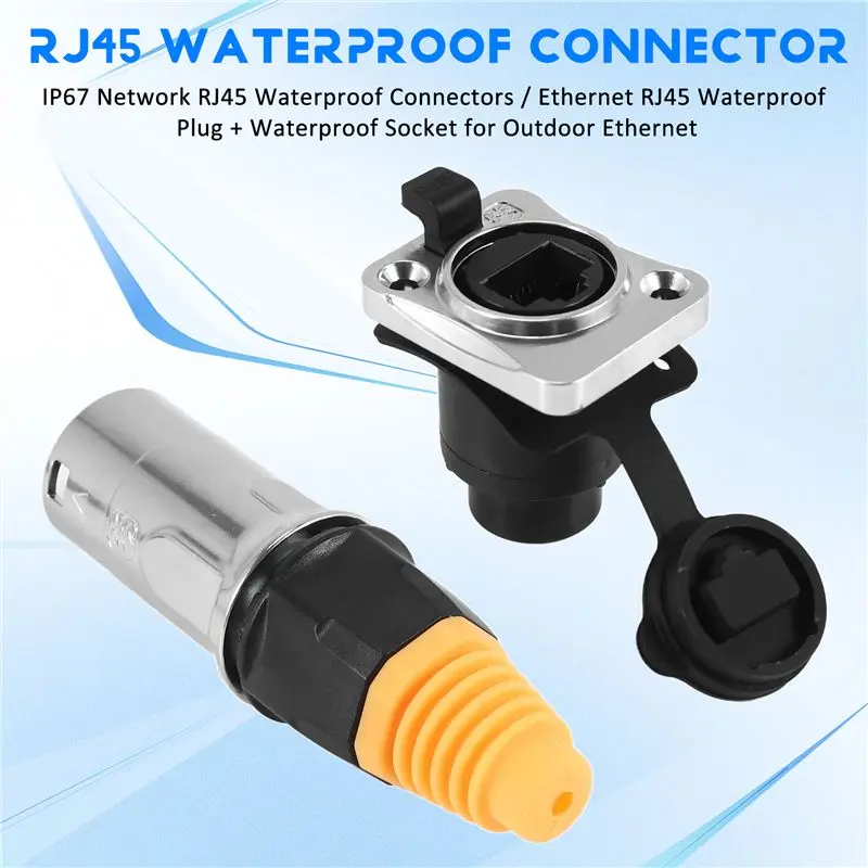 Smart-IP67 Network RJ45 Waterproof Connectors / Ethernet RJ45 Waterproof Plug + Waterproof Socket For Outdoor Ethernet