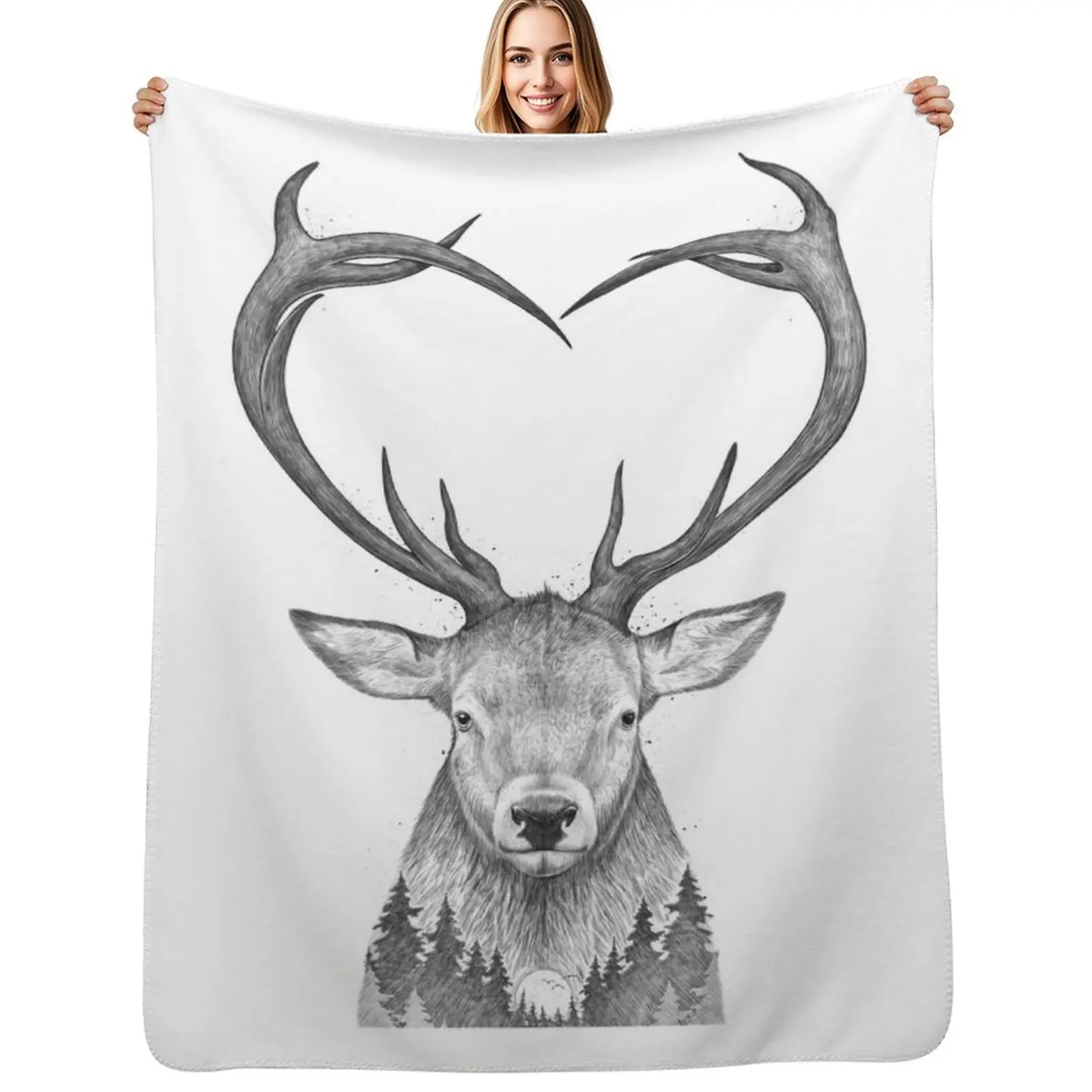 

Deer with heart Throw Blanket For Baby Soft Beds Sofa Quilt Blankets