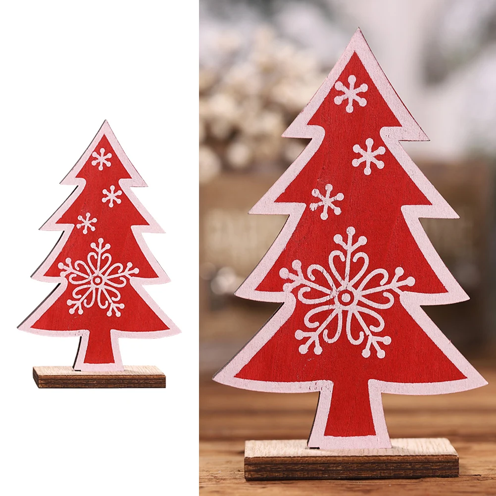 

Creative Wooden Christmas Tree Desktop Decoration Red Mini Xmas Party Tree For Holiday Wedding Birthday Ornament