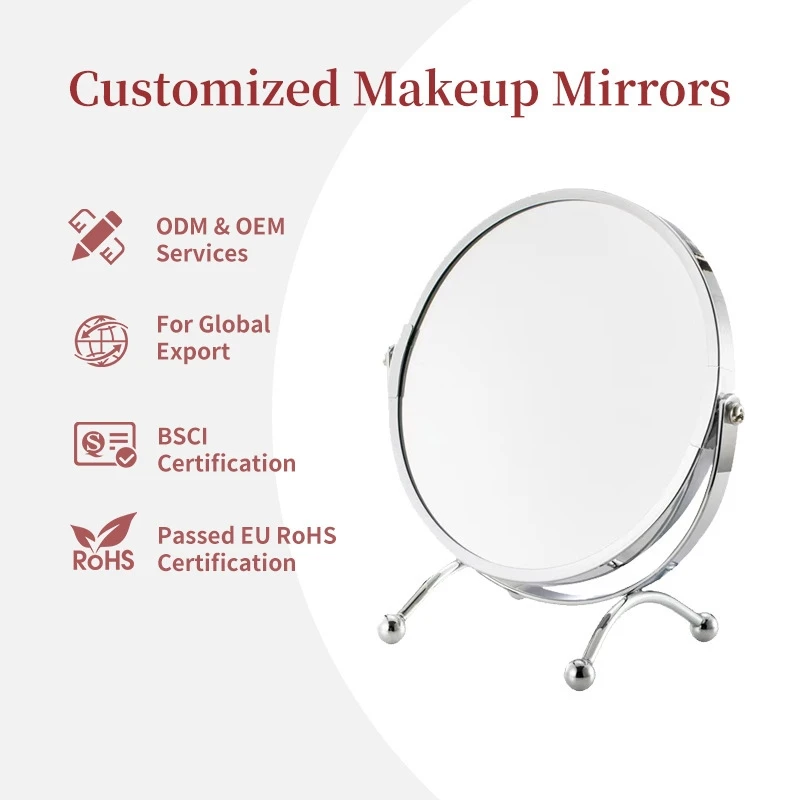 Espelho de maquiagem de metal 7 Polegada 8 Polegada premium portátil dobrável vaidade elegante quadro cosméticos para mulheres estudante hotel dormitório presente